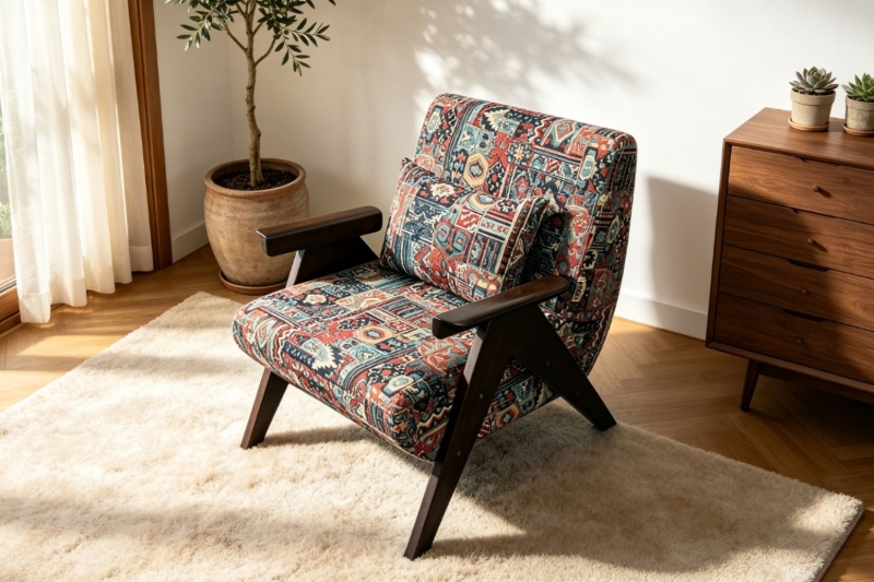 Picture of ARMAN Solid Wood Armchair with Cushion