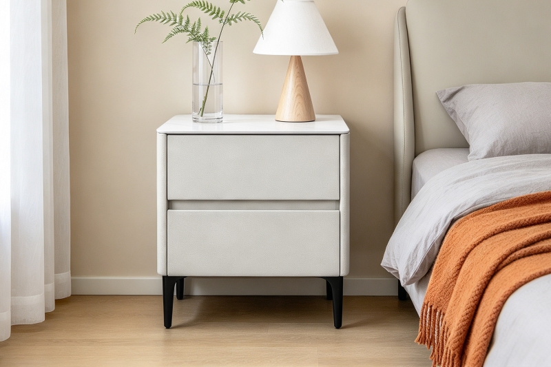 Picture of SORENA 2-Drawer Sintered Stone Top Nightstand (Beige)