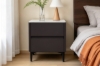 Picture of SORENA 2-Drawer Sintered Stone Top Nightstand (Dark Brown)