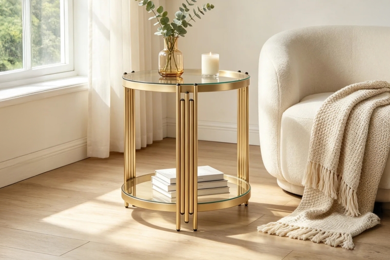 Picture of CAELO 2PC D19.5" Glass Top Coffee Table (Gold)