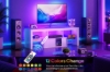 Picture of KYNOX 55" TV Stand with Power Outlets, Multi-Color LED Lights, Concealed Storage Cabinet & Adjustable Glass Shelves (White)