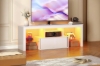 Picture of KYNOX 55" TV Stand with Power Outlets, Multi-Color LED Lights, Concealed Storage Cabinet & Adjustable Glass Shelves (White)