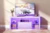 Picture of KYNOX 55" TV Stand with Power Outlets, Multi-Color LED Lights, Concealed Storage Cabinet & Adjustable Glass Shelves (White)
