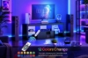 Picture of KYNOX 55" TV Stand with Power Outlets, Multi-Color LED Lights, Concealed Storage Cabinet & Adjustable Glass Shelves (Black)