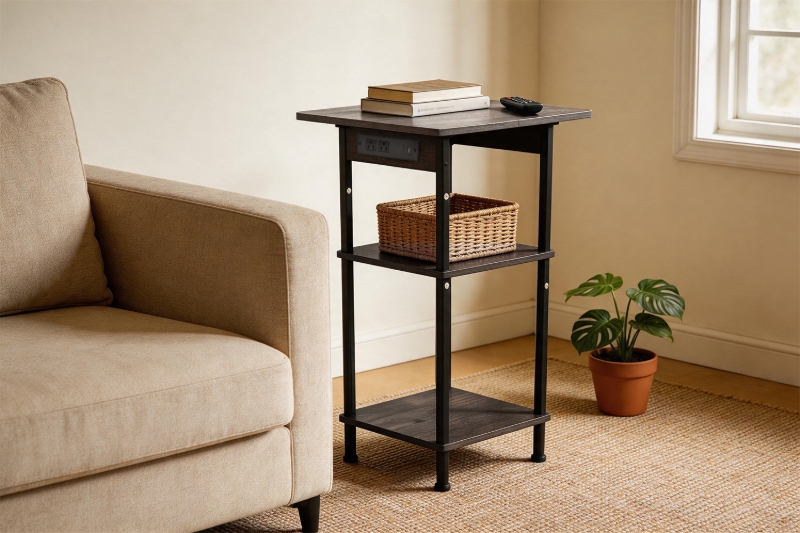 Picture of BRUNT 3-Tier Side Table with 2 AC Outlets, USB & Type-C Ports